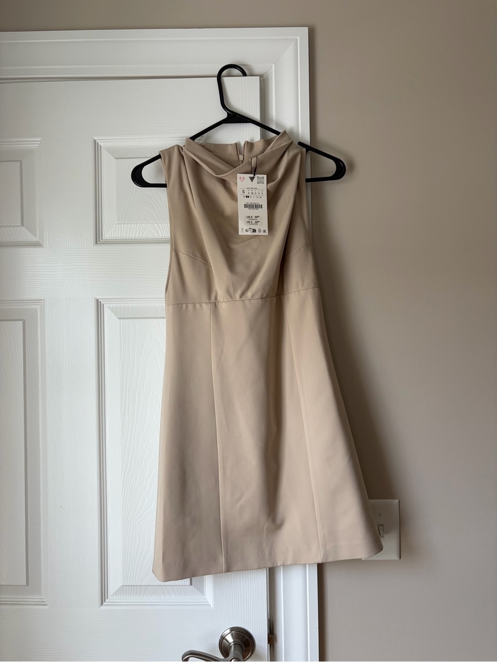 Zara Cream Sleeveless Fit-and-Flare Dress